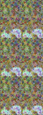 Yeşil ve nötr renklerde parlak çiçekli halı ile kusursuz desen.