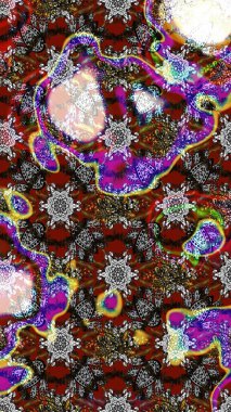 Raster illüstrasyonundaki çiçek desenli çizim. Suluboya tarzında renkler üzerine çiçekler.