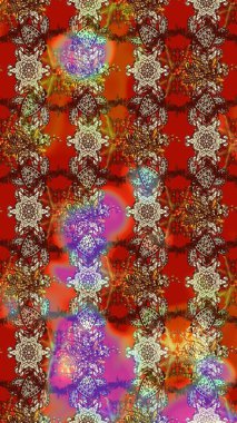 Soyut etnik raster çizim kalıbı. Çiçekler. Vadinin renkleri.