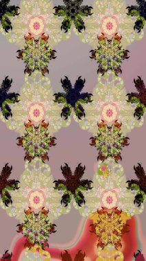 Raster illüstrasyonu. Kumaş, duvar kağıdı ve kağıt üzerine baskı yapmak için gelişen arka plan. Eski usul küçük çiçekli şirin bir eskiz deseni. Moda arka planında parlak buketler.