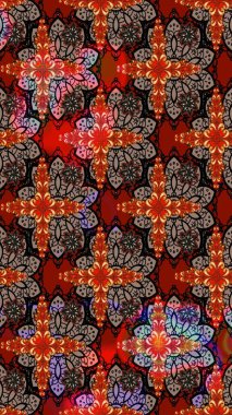 Raster deseni. Süslü kumaş deseni. Çiçekli çiçek deseni, suluboya..