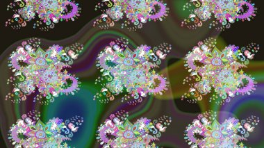 Çiçek desenli eskiz. Gömlek baskısı için çiçek boyası. Yeşil renkte çiçekler.