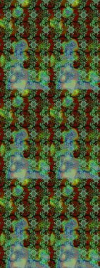 Raster illüstrasyonu. Çiçekli karalama şeklinde Raster çiçek deseni. Yeşil ve kahverengi renkte yaz çiçekleri..