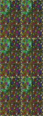 Raster deseni. Soyut çiçek desensiz arkaplan. Yeşil ve kahverengi renklerde. Raster illüstrasyonu. Küçük çiçekte sevimli çiçek deseni var..