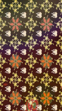 Nazik, narin çiçek arkaplanı. Çiçekli karalama şeklinde Raster çiçek deseni. Kahverengi renkte çiçekler.