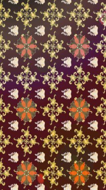 Kahverengi renklerde bahar çiçekleri. Raster illüstrasyonu. Çiçek ve yapraklı karalama şeklinde Raster çiçek deseni.