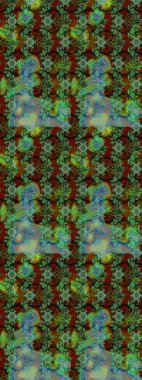 Raster illüstrasyonu. Çiçekli karalama şeklinde Raster çiçek deseni. Yeşil ve kahverengi renkte yaz çiçekleri..