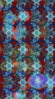 Raster illüstrasyonu. Mavi ve kahverengi renkli güzel bir tekstil. Suluboya çiçekli çiçek deseni.