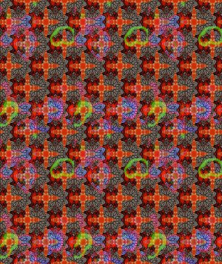 Suluboya çiçekli çiçek deseni. Kırmızı renkte güzel bir tekstil. Raster illüstrasyonu.