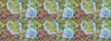 Tarafsız ve yeşil renklerde yaz çiçekleri. Raster deseni. Küçük çiçekteki sevimli çiçek deseni. Raster illüstrasyonu.