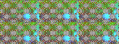 Güzel kumaş deseni. Renkli Bahar Temalı Kusursuz Arkaplan. Zentangle soyut çiçekleri. Raster illüstrasyonu. Düz Çiçek Elementleri Tasarımı. Çiçek tozu..