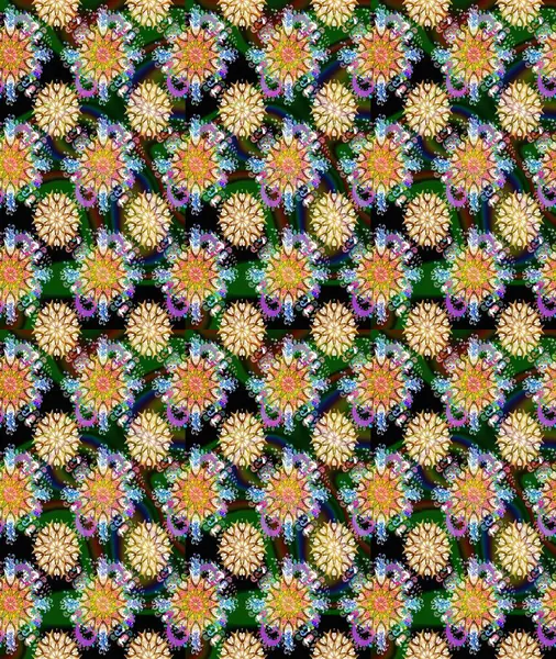 Desen, çizim, çiçek sınırı. Eski moda arka plan. Raster illüstrasyonu. Kıvırcık, parlak örgü. Çiçek çelengi. Güzel, pürüzsüz kumaş, tuval..