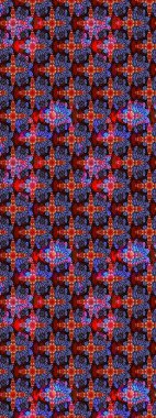 Üst manzara, yumuşak stil. Çiçek kompozisyonu, el boyası, hassas şablon. Kırmızı ve mor renkte manzaralı çiçek deseni. Sevgililer günü ve tebrik kartı konsepti için şık bir davet.