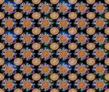 Siyah ve kahverengi renkli çiçeklerle kusursuz çiçek deseni. Suluboya tarzında siyah ve kahverengi renkte çiçekler.