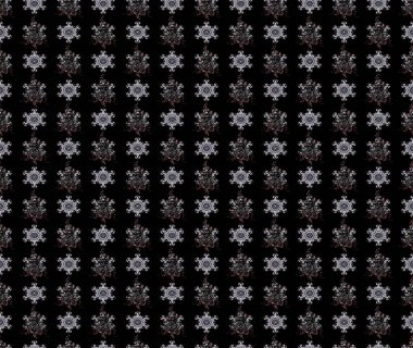 Çiçek desenli çizim. Asya tekstil tarzında. Raster illüstrasyonu. Raster illüstrasyonu. Siyah renkte çiçekler.