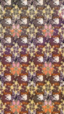 Kahverengi renkli çiçek desenli eskiz, el yapımı papatyalar, papatyalar. Tekrar eden çiçek arkaplanı, zarif kahverengi çiçek duvar kağıdı..