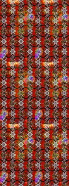 Raster illüstrasyonu. Kahverengi ve kırmızı renkte çiçekler. El çizimi çiçekli soyut çizim deseni.