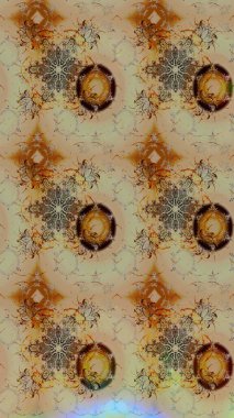 Çiçek desenli çizim. Raster illüstrasyonu. Raster illüstrasyonu. Tarafsız ve bej renkli çiçekler. Asya tekstil tarzında.