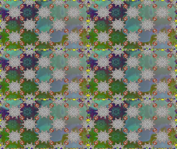 Raster hisseleri. Çiçekler yeşile ve griye. Suluboya, elle çizilmiş. Kusursuz arkaplan deseni.