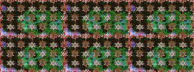 Raster illüstrasyonu. Patlayan çiçekler soyut olarak yerleştirilmiş. Gri ve yeşil renklerde bahar çiçekleri. Raster deseni.