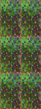 Yeşil ve gri renklerde. Raster illüstrasyonu. Çiçek buketleriyle klasik tarzda kusursuz desen.