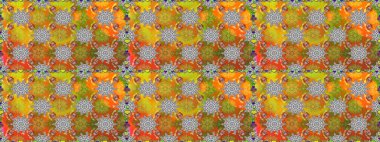 Turuncu ve gri renklerde bahar çiçekleri. Raster illüstrasyonu. Raster çiçekleri klasik tarzda çizilmiş. Çiçekli, pürüzsüz desen.