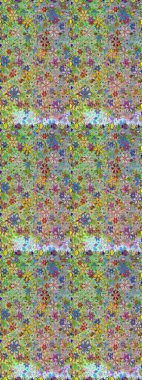 Renkli Yaz Temalı Kusursuz Arkaplan. Raster illüstrasyonunda kusursuz çiçek deseni. Tarafsız ve yeşil renklerde çiçekler. Düz Çiçek Elementleri Tasarımı.