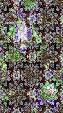 Raster - stok. Yapraklı çiçekler ve kır renkli papatya çiçekleri. Taslak arkaplan deseni.