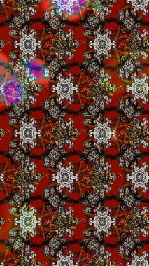 Raster - stok. Eskiz arkaplan modeli. Yapraklı çiçekler ve papatya çiçekleri kahverengi ve kırmızı renklerde.