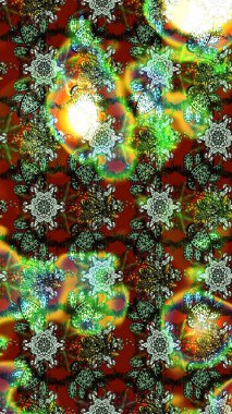 Küçük çiçekli yay deseni çiz. Suluboya tarzında yeşil ve kahverengi renklerde. Raster illüstrasyonu.