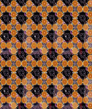 Turuncu renkli şirin tekstil. Raster illüstrasyonu. Renkli çizim kalıbı. Çiçek duvar kâğıdı. Çiçek arka planı.