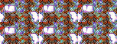 Raster illüstrasyonundaki çiçek desenli çizim. Tarafsız ve kahverengi renkte çiçekler.