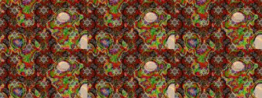 Eskiz geçmişi. Kumaş, tekstil, duvar kağıdı baskısı için. Miles Fleur, süslü püslü bir süs. Eski usul. Raster illüstrasyonu. Tomurcukları papatya çiçekleri olan sevimli bir çiçek deseni..