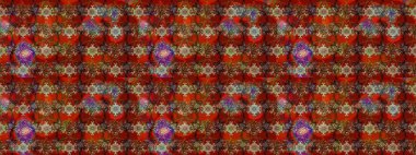 Çiçek buketleriyle klasik bir eskiz şekli. Raster illüstrasyonu. Kahverengi ve kırmızı renklerde.