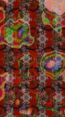 3D çiçekler, eskiz. Raster illüstrasyonu. Kahverengi ve kırmızı renklerde.