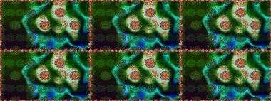 Yeşil ve gri renkte parlak çiçekli, soyut, pürüzsüz desen. Küçük çiçekte hoş bir çiçek deseni var. Çiçek elementli zarif raster dokusu..