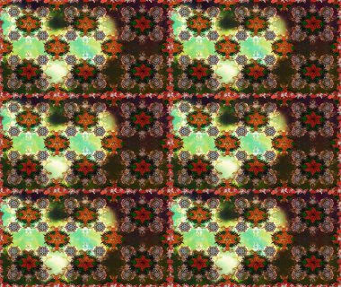 Modern çiçek arkaplanı. Moda baskıları için zarif bir şablon. Parlak renkli çiçekleri ve kahverengi ve gri renkli yaprakları olan şaşırtıcı, pürüzsüz çiçek deseni. Halk stili.