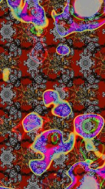 Çiçekli karalama şeklinde Raster çiçek deseni. Yumuşak, bahar çiçekli arka plan. Gri ve kırmızı renkte çiçekler.