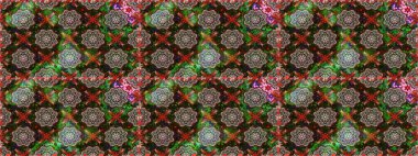 Raster illüstrasyonu. Çiçeklerle suluboya desenli çiçek deseni. Gri ve kahverengi renkli güzel tekstil.