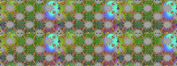 Yaprak ve çiçeklerin suluboya resimleri, yeşil ve gri renklerde kusursuz desenler. Yeşil ve gri renklerde bahar çiçekleri. Raster illüstrasyonu.