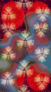 Çiçek duvar kağıdı. Kırmızı renklerde. Çizim kalıbı. Raster illüstrasyonu. Hint süsü. Renkli süs kenarı.