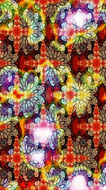 Raster illüstrasyonu. Tarafsız renklerde. Çiçekli güzel suluboya desen.