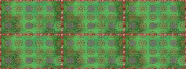 Çiçeksiz desenli arka plan. Gömlek baskısı için çiçek boyası. Yeşil ve kahverengi renkte çiçekler.