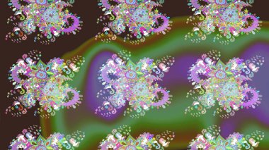 Kumaş desenli papatya çiçeği detayı. Yeşil renkte çiçekler.