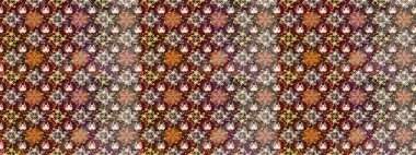 Raster illüstrasyonundaki çiçek desenli çizim. Düz Çiçek Elementleri Tasarımı. Süslü kumaş deseni. Renkli Bahar Teması çizim şablonu.