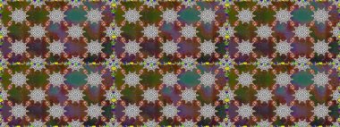 Tropik, dikişsiz çiçek deseni. Raster illüstrasyonu. Kahverengi ve gri renkte çiçekler.