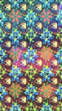 Raster Güzel kumaş deseni. Raster suluboya deseni, narin çiçekler, mavi çiçekler, tebrik kartı şablonu..