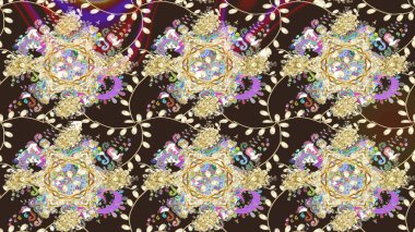 El çizimi. Raster illüstrasyonu. Çiçekli, yapraklı, çiçek desenli çizim..