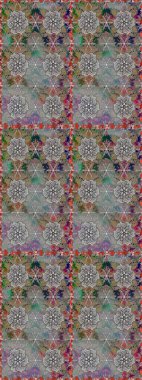 Raster illüstrasyonu. Kusursuz çiçek deseni. Asya tekstil tarzında. Raster illüstrasyonu. Gri ve kahverengi renkte çiçekler.