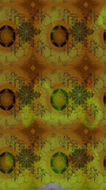 Raster illüstrasyonu. Küçük çiçekteki sevimli çiçek deseni. Kahverengi ve yeşil renkte çiçekler.